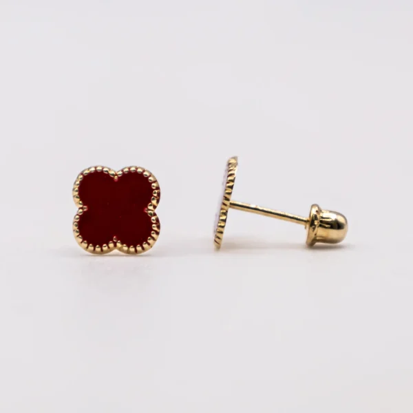 Aretes Estilo Van Cleef de Color Rojo - Imagen 2