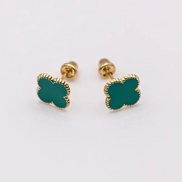 Aretes Estilo Van Cleef de Color Verde