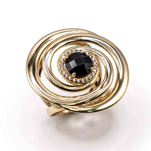 Anillo para Mujer Espiral con Piedra Negra - Imagen 2