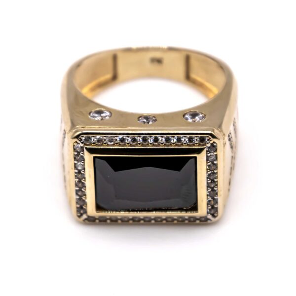 Anillo para Hombre Rectangular con piedra negra - Imagen 2