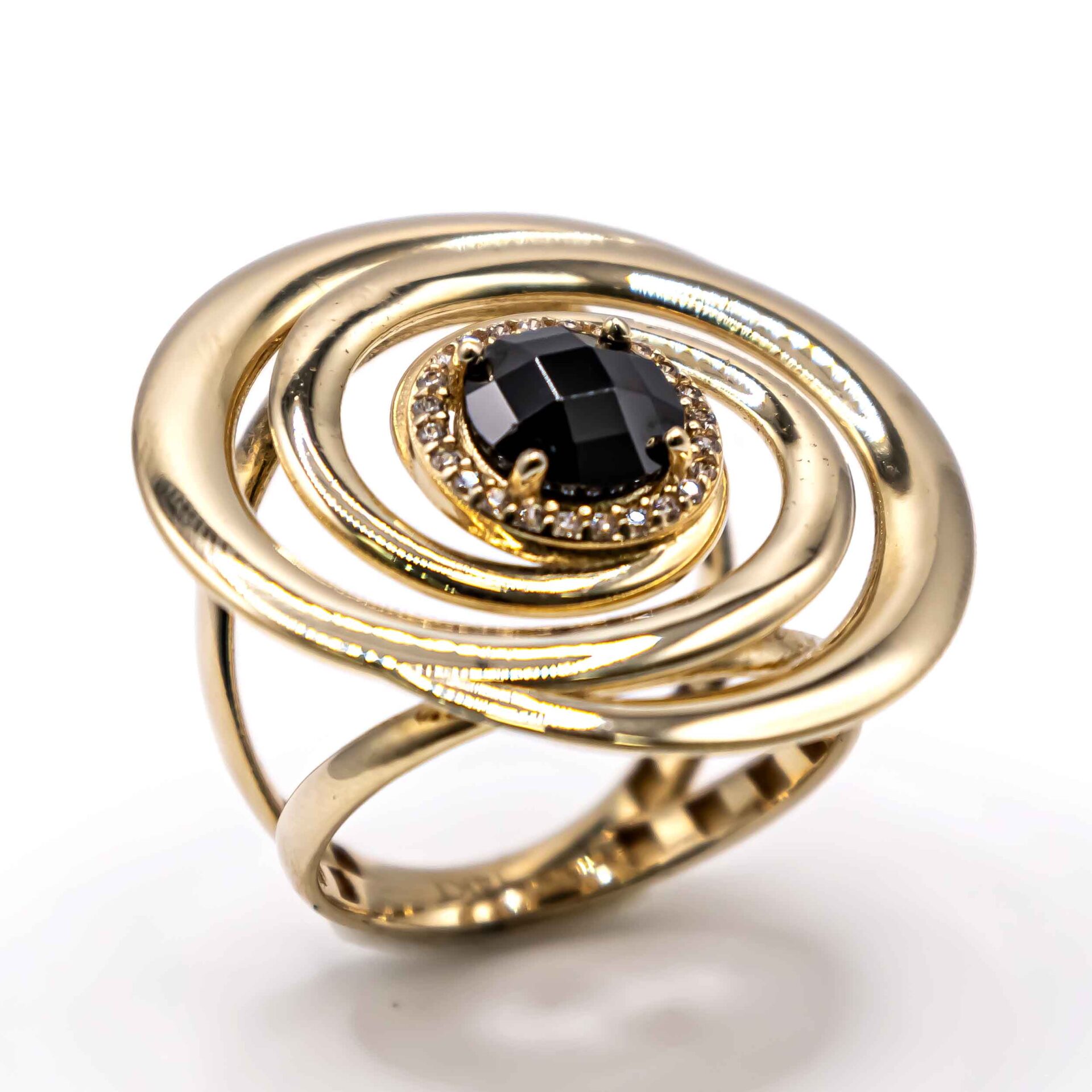 Anillo para Mujer Espiral con Piedra Negra
