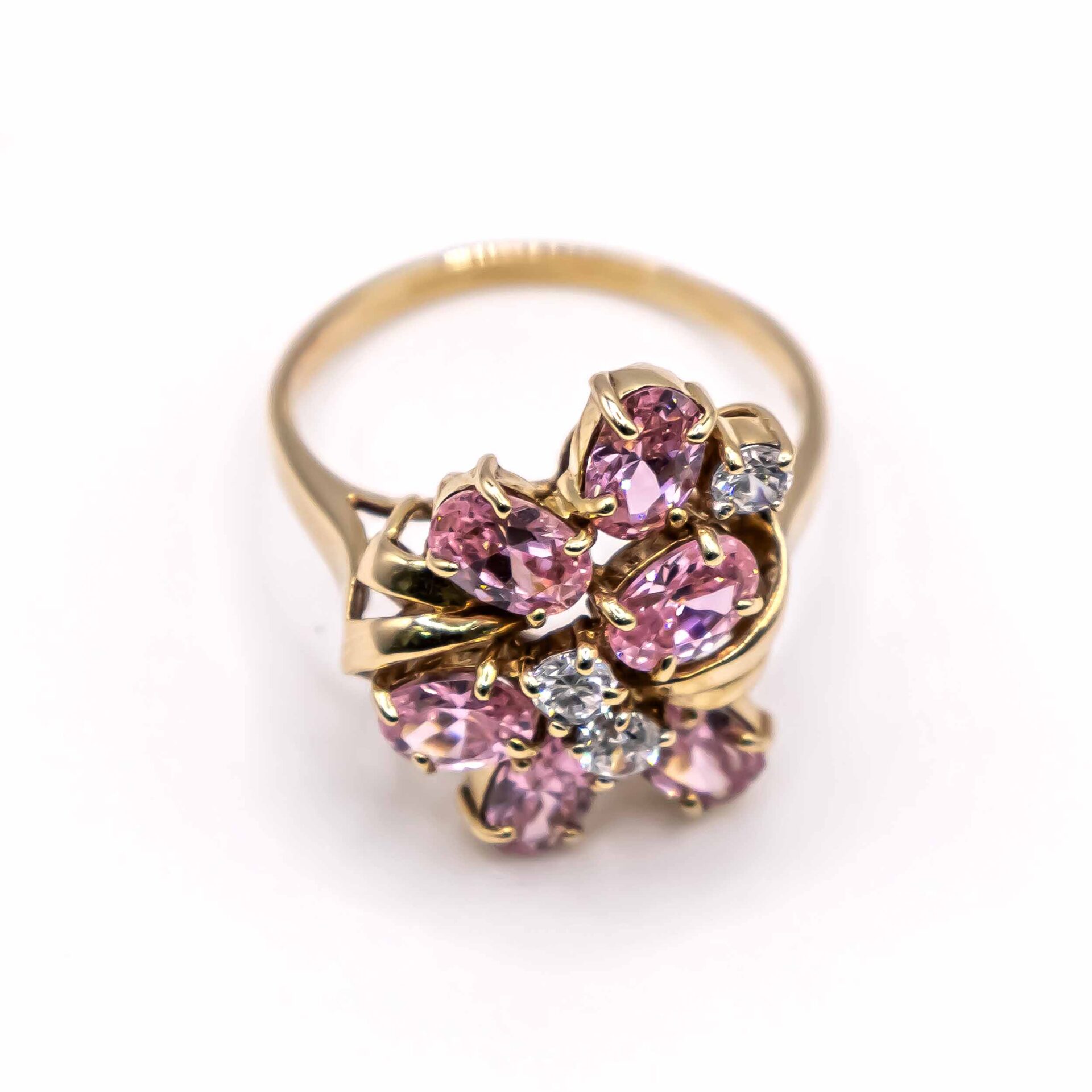 Anillo para Mujer  Ramo de Piedras Rosas