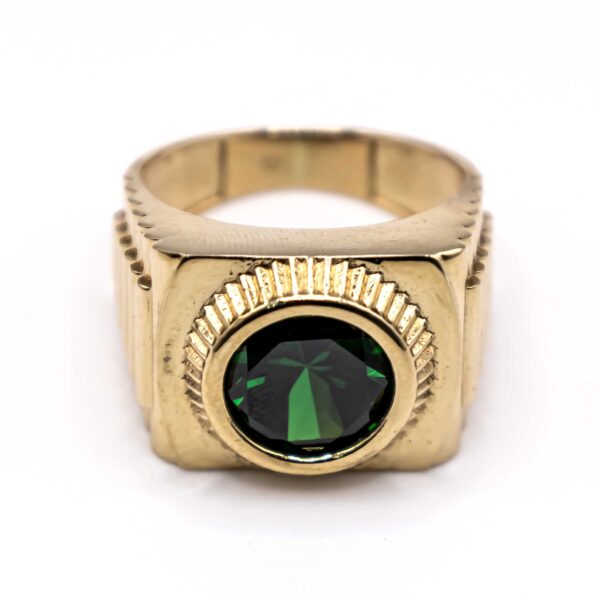Anillo para Hombre Estilo Rolex con piedra Verde - Imagen 4