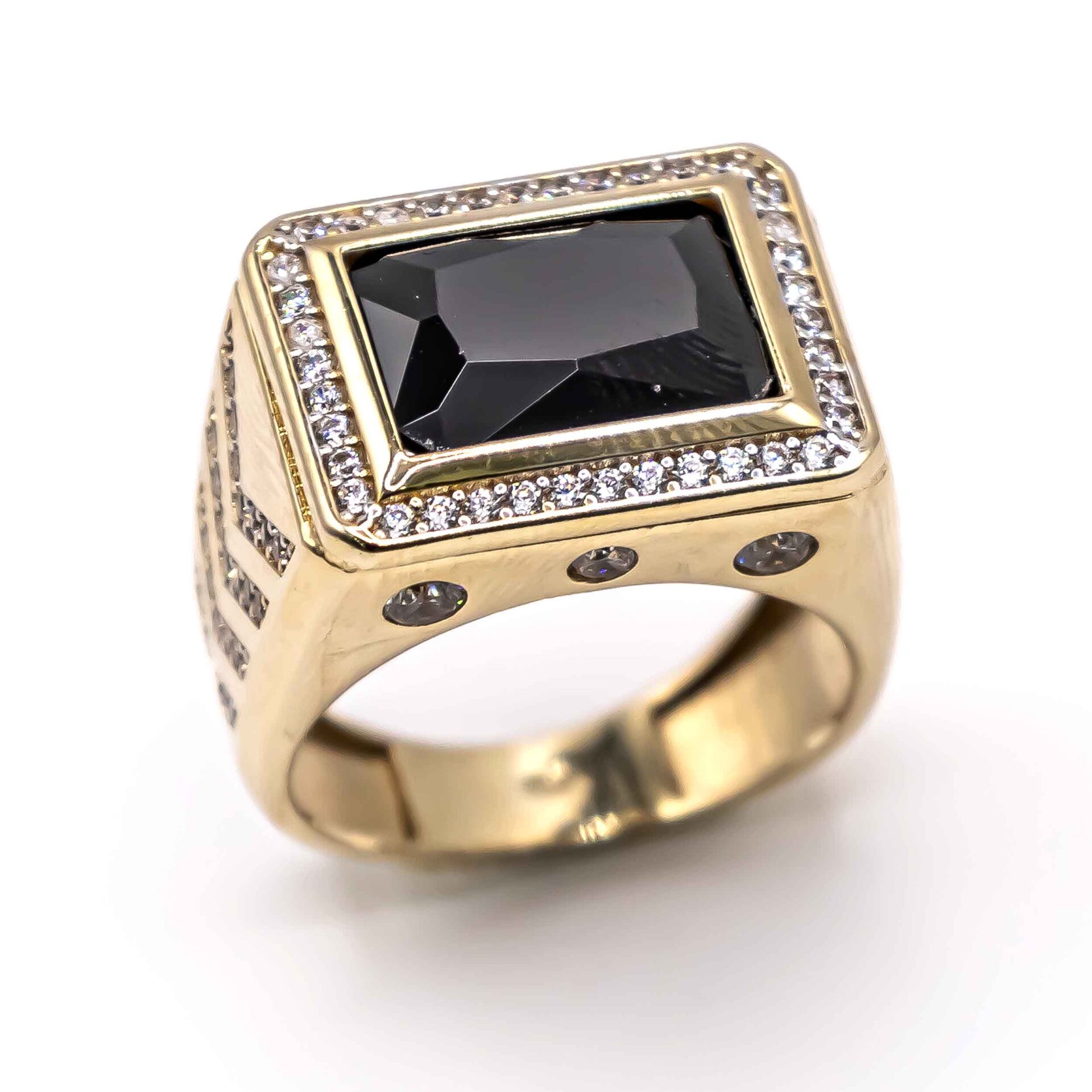 Anillo para Hombre Rectangular con piedra negra