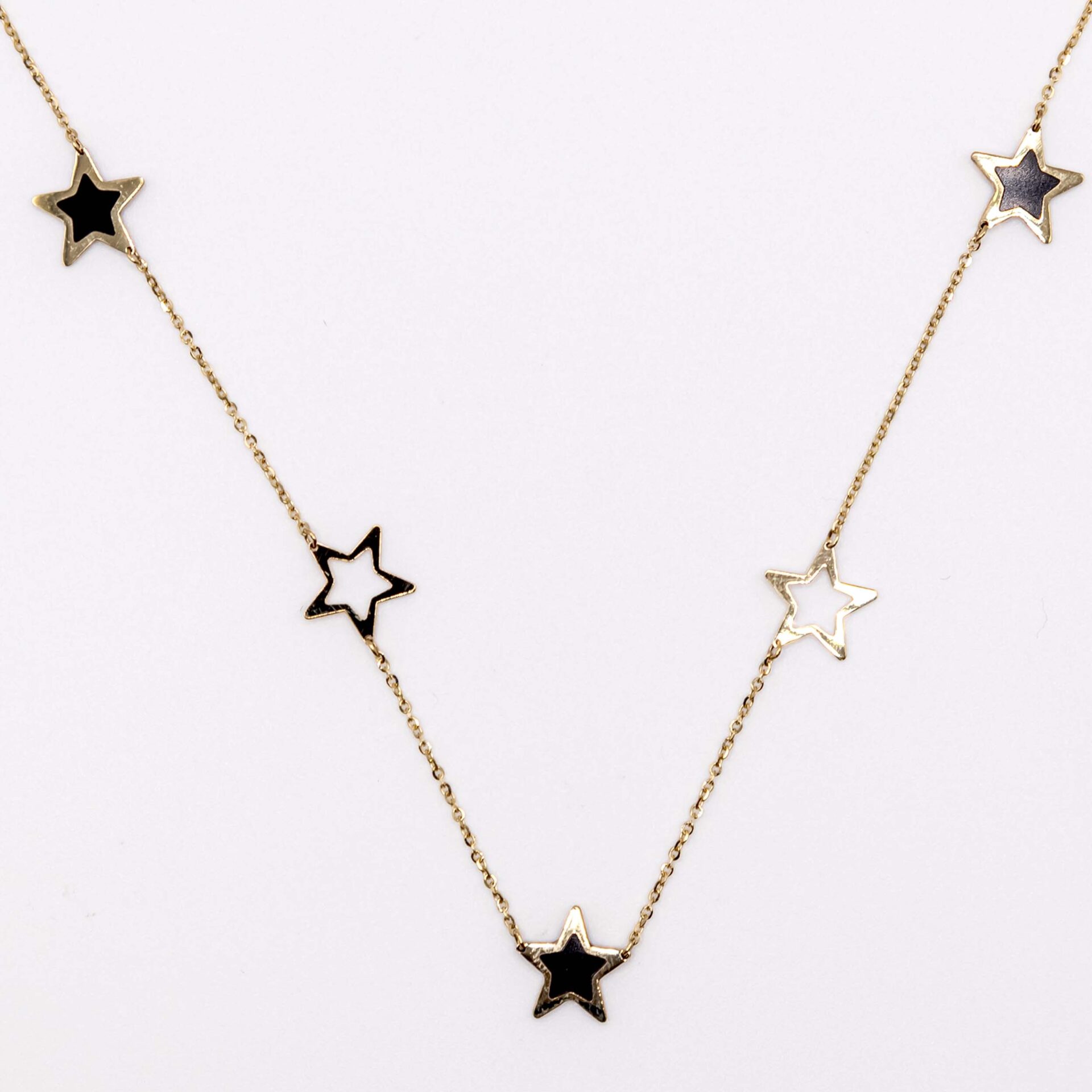 Cadena Estrellas Negras y de Oro Amarillo