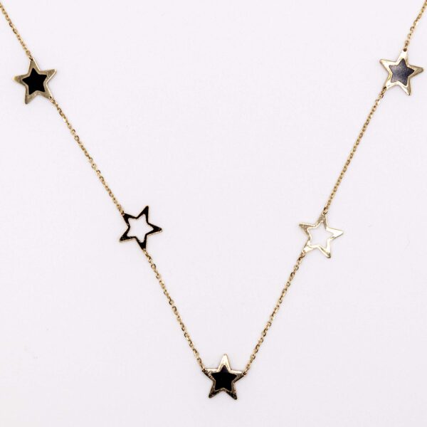 Cadena Estrellas Negras y de Oro Amarillo